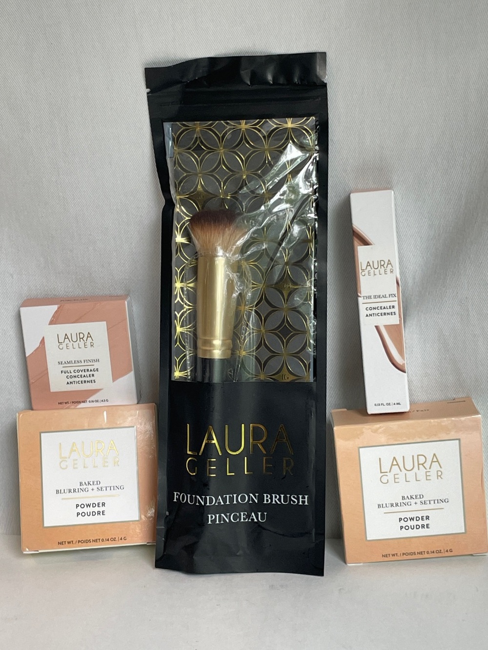 LAURA GELLER lot of foundation concealer powder makeup brush